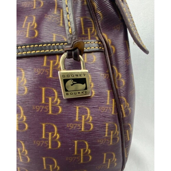 VTG Dooney Bourke Purple Monogram East West Collins Zipper Hobo Handbag J1611778 - Picture 3 of 16